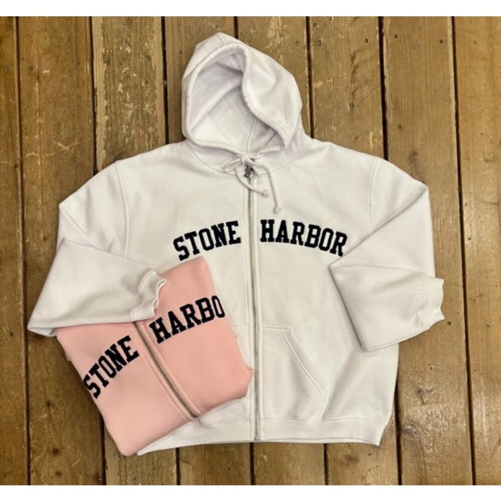 Breezin' Up STONE HARBOR NJ Womens Melon Tangerine Orange Full Zip Hoodie Medium